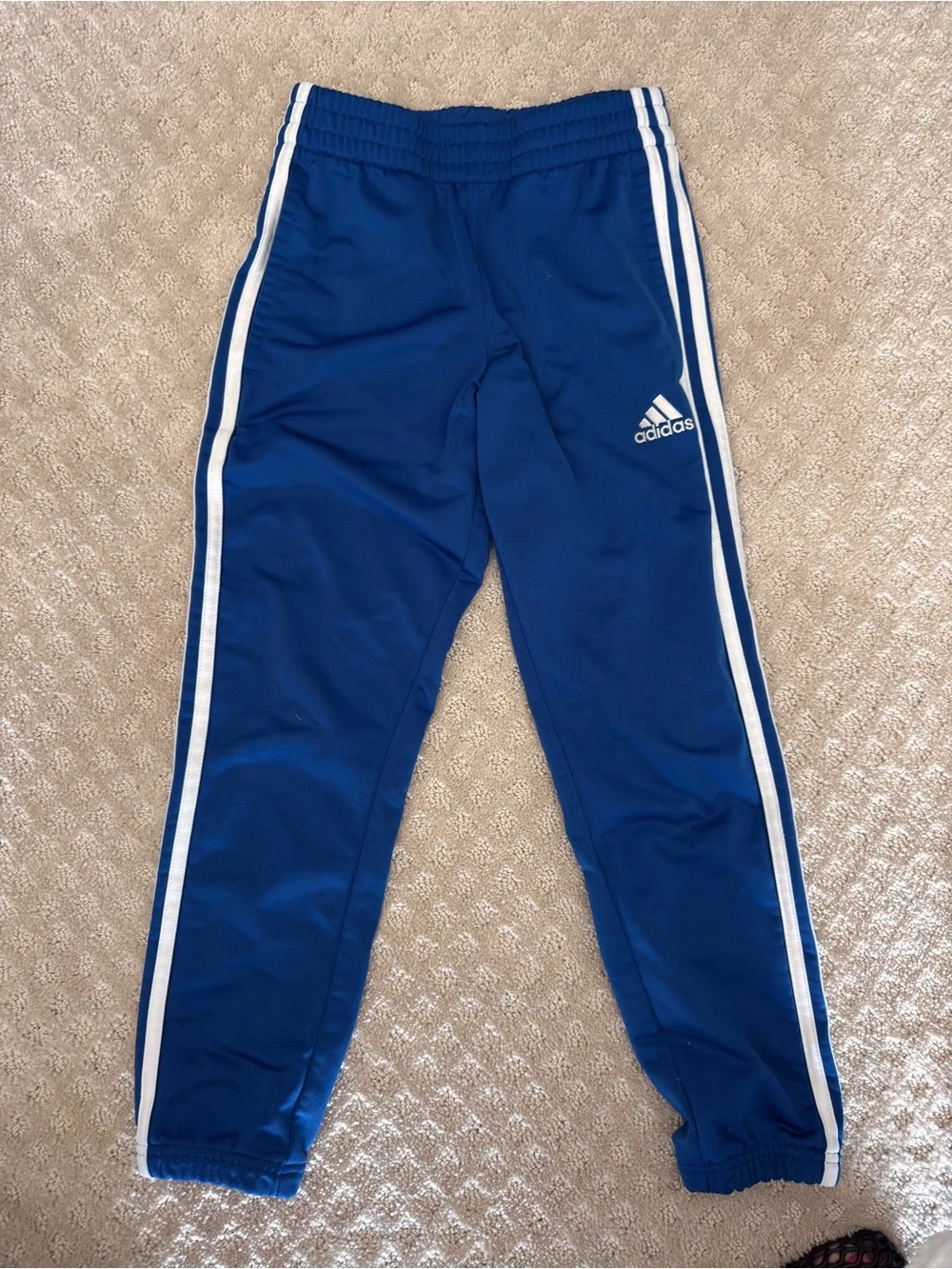 adidas Royal Blue Kids Joggers with White Side Stripes